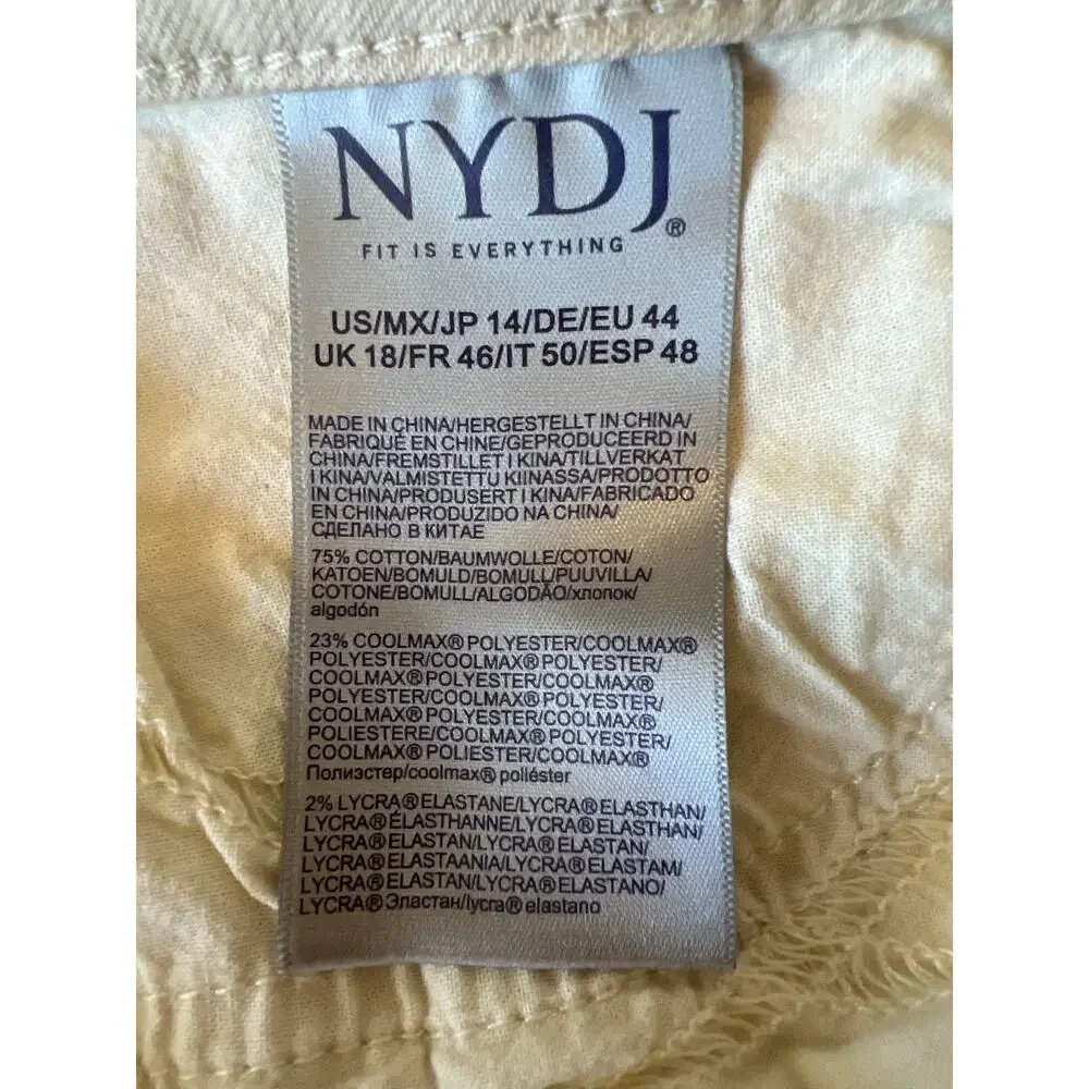 NYDJ Cream Almond Beige Ankle Flare Crop Stretch Denim Size 14 Billie Mini Boot
